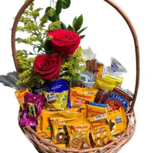 Cesta Café da Manhã com Rosas