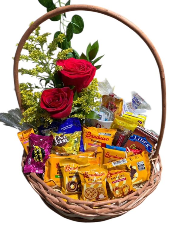 Cesta Café da Manhã com Rosas