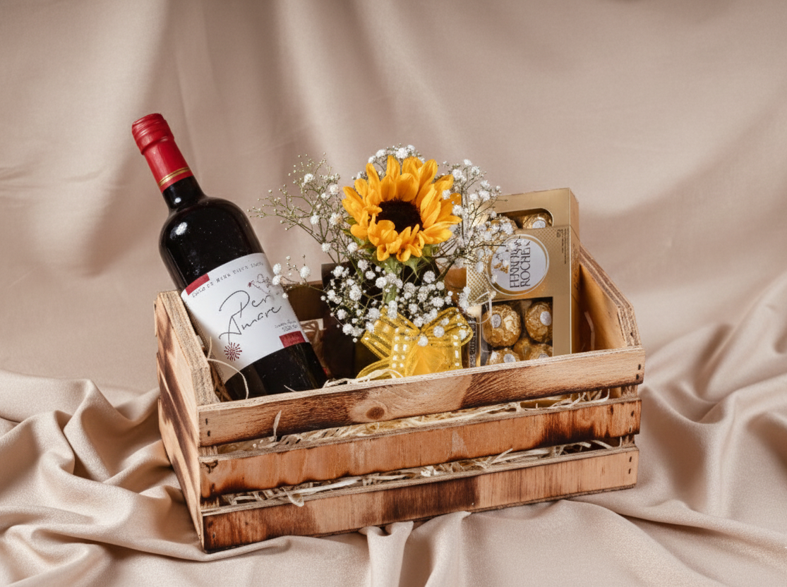 Box Girassol e Vinho