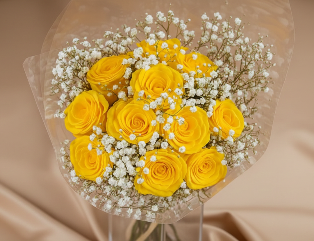 Buquê Doze Rosas Amarelas