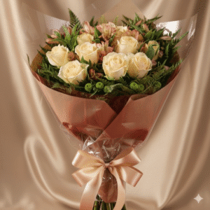 Buquê 12 Rosas Champanhe