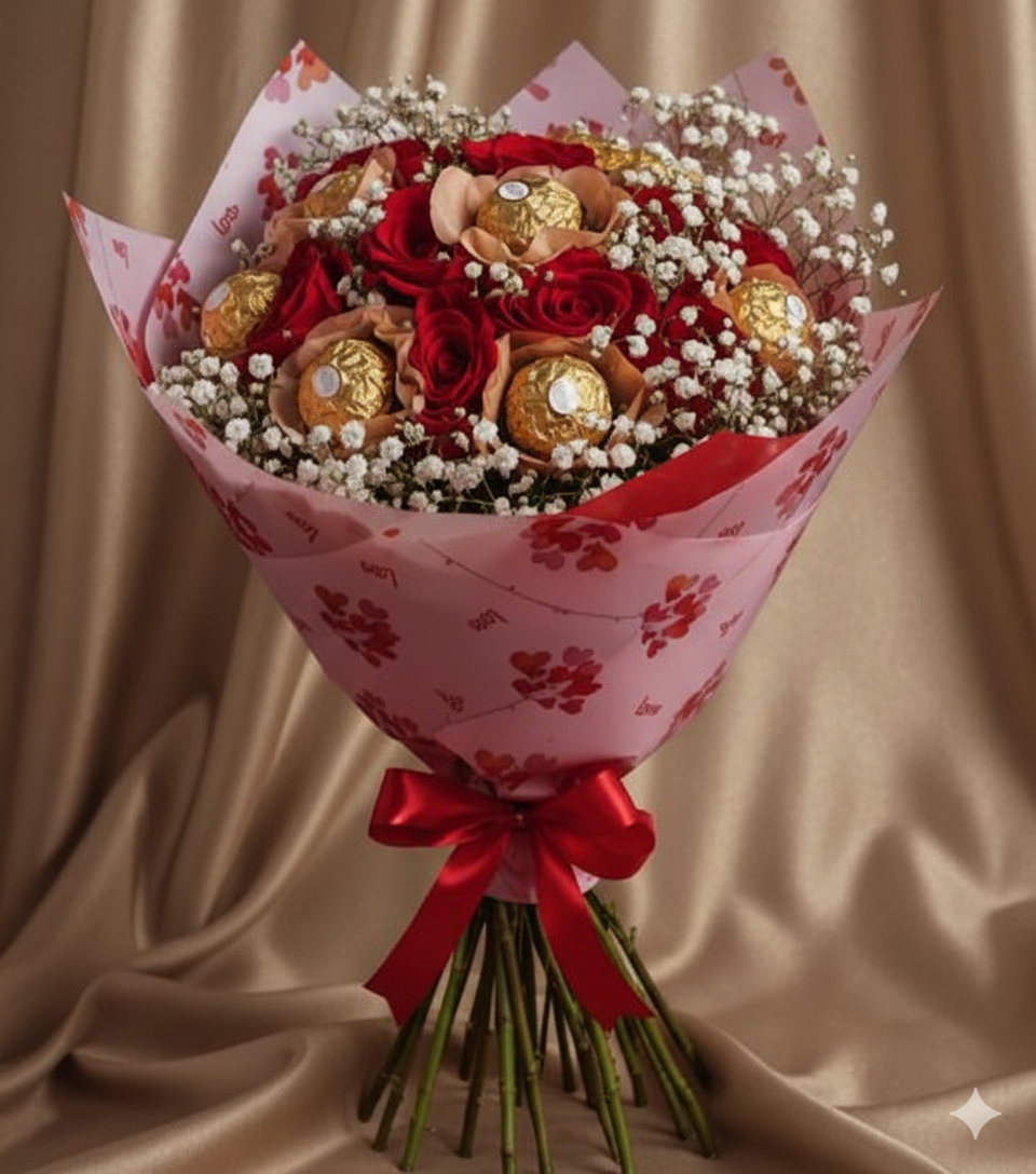 Buquê Luxo Rosas e Ferrero Rocher ❤️✨